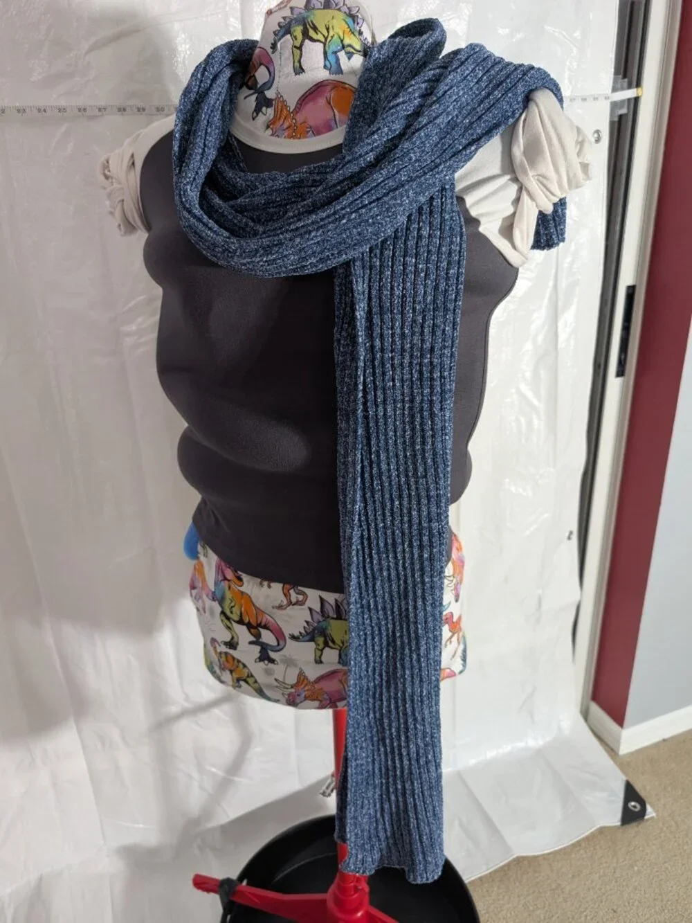 3 Piece Winter Knit Set Blue Beanie, Scarf, Gloves Unisex One Size